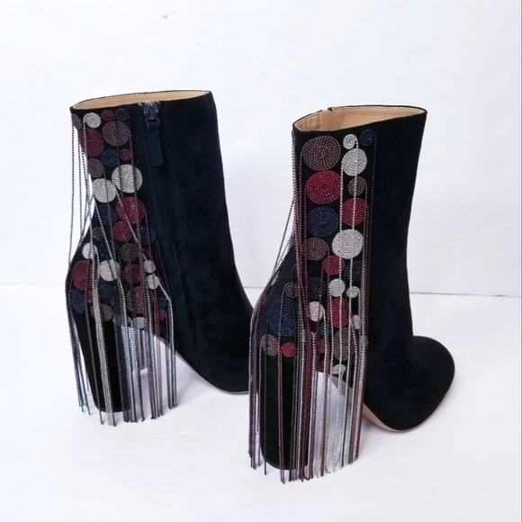 Chloe Bead Fringe Suede Ankle Boots - Picture 7 of 12